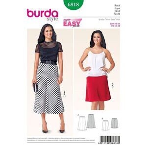 Burda 6818 Sewing Pattern A-Line Skirt Sizes 10-28 Super Easy Stretch Fabric
